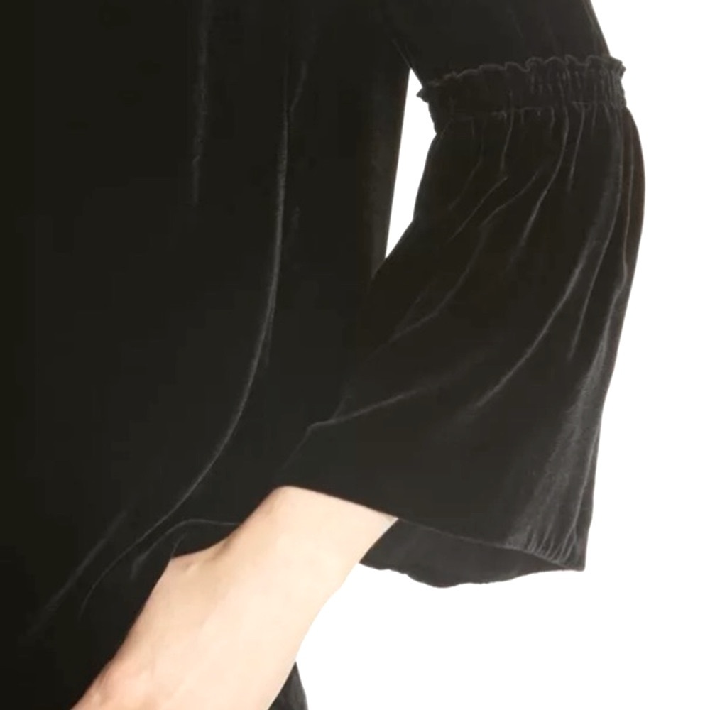 Lafayette 148 New York Roslin Italian Silk Blend Blouse XS NWT Black Bell Sleeve - Picture 3 of 11